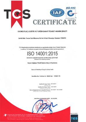 Ekomed İlaç ISO 14001 quality certificate