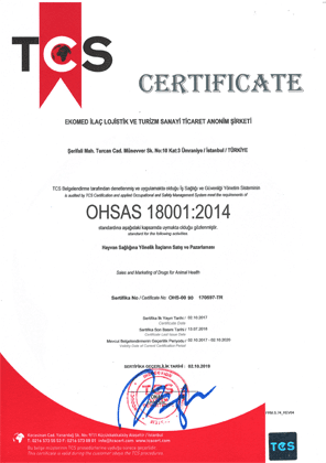Ekomed İlaç OHSAS 18001 quality certificate